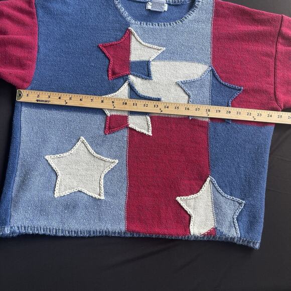 Vintage NorthStyle Womens Star Sweater Plus Size 1X Patriotic July 4th Americana - Picture 6 of 9